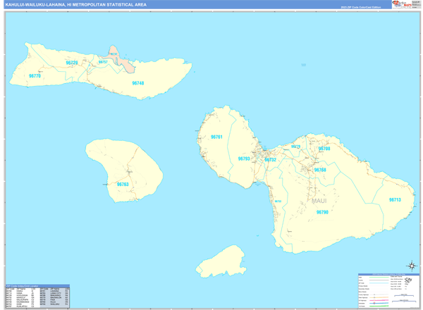 Kahului-Wailuku-Lahaina Metro Area Wall Map